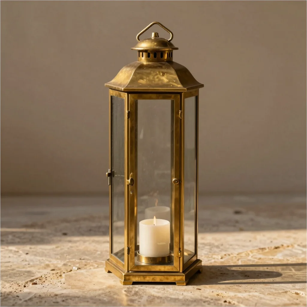 Antique Brass Glass Lantern