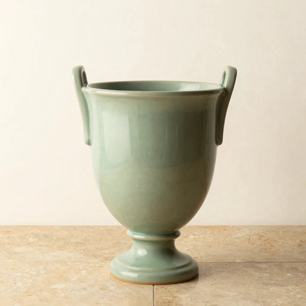 Sculptural Sage Ceramic Urn