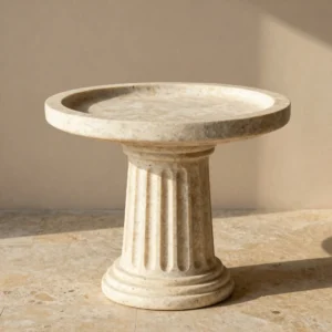 Fluted Travertine Pedestal Stand